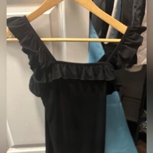 Black Ruffled Kids One Piece